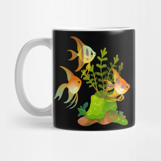 Fresh water fish and plants - angelfish by pikaole